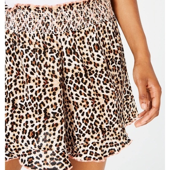 Animal Print Smocked Cover-Up Shorts - Picture 3 of 8